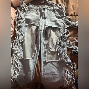 Ripped Fringe Jeans